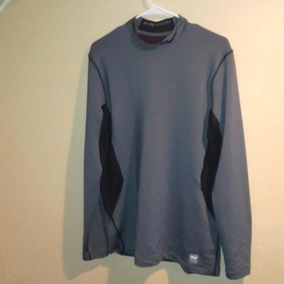 Nike Pro Combat Hyperwarm Dri-Fit Gray and Black Mock Neck Shirt L - Picture 1 of 8